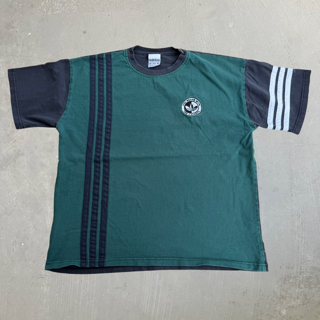 J- Vintage Adidas The Brand With Three Stripes Embroidered Logo Tee - XL