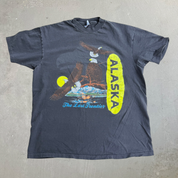J- Vintage '90 Alaska The Last Frontier Eagles Graphic Hanes Made In USA Single Stitch Tee - XL