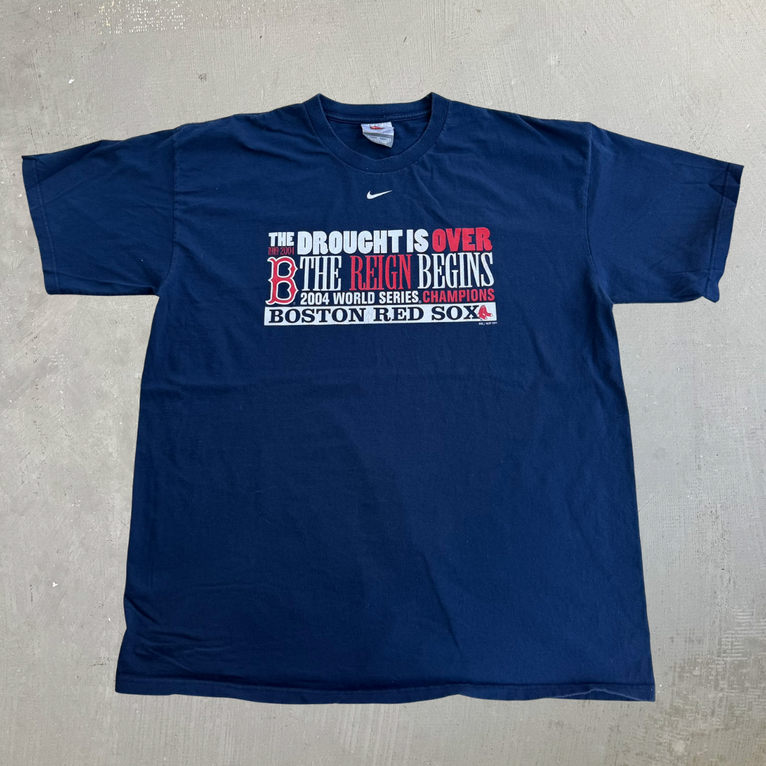 J- Vintage '04 Boston Red Sox MLB Nike World Series Champions Text & Logo Tee - XL