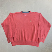 J- Vintage Tommy Hilfiger Embroidered Logo Orange Knit Sweater - XL