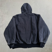 J- Vintage Walls Faded Black Canvas Hooded Work Jacket - L