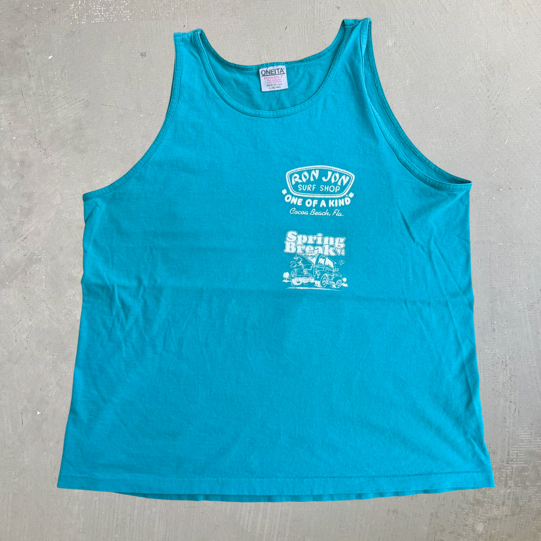 J- Vintage '94 Ron John Surf Shop Spring Break Cocoa Beach Fla Graphic Tank Top - L