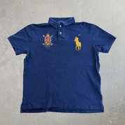 J- Vintage Polo RL Embroidered Logo & Crest Navy Polo Shirt - M