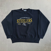 Vintage Pittsburgh Steelers NFL Lee Embroidered Text & Logo Crewneck - L