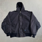 J- Vintage Walls Workwear Faded Black Canvas Hooded Work Jacket - XL