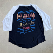J- Vintage '87 Def Leppard Hysteria Tour Graphic Raglan Single Stitch Tee - L (fits M)