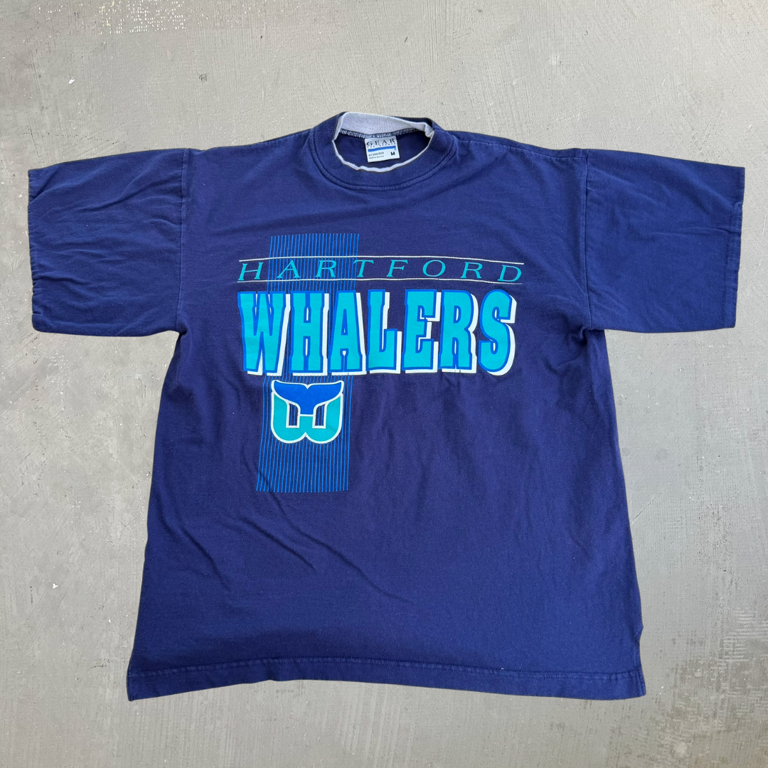 J- Vintage Hartford Whalers NHL Text Graphic Made In USA Tee - M