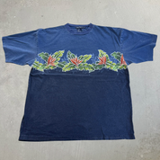 J- Vintage Nautica Flowers Two Tone Graphic Made In USA Tee - XL