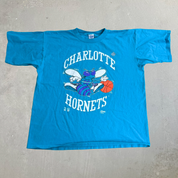 J- Vintage Charlotte Hornets NBA Graphic Made In USA Single Stitch Tee - XL