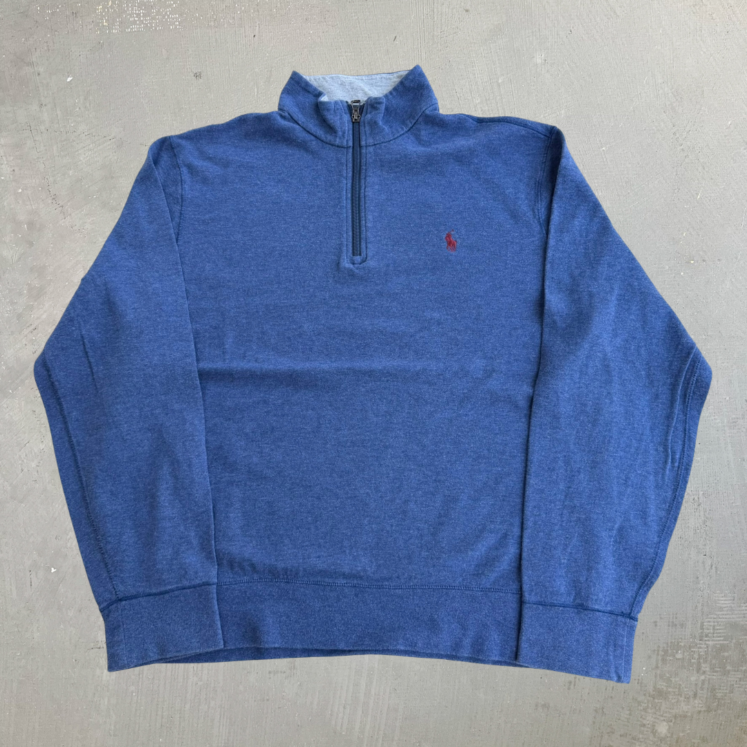 J- Polo RL Embroidered Logo Quarter Zip Crewneck - M
