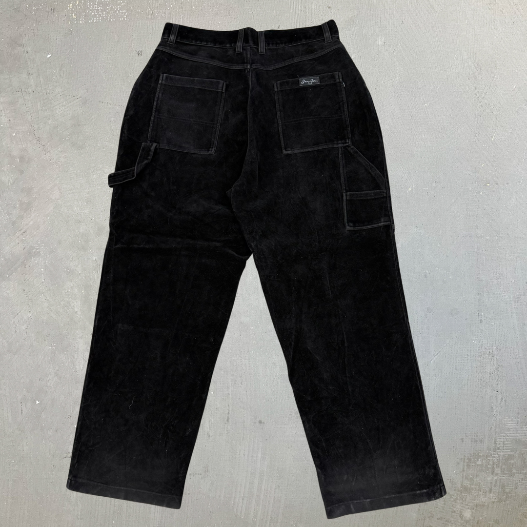 Vintage Sean John Velour Black Carpenter Pants - 2XL (Measures 36x30)
