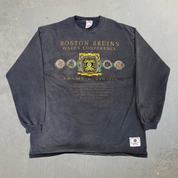 J- Vintage Boston Bruins NHL CCM Logo & Text Long Sleeve Tee - XL