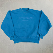 J- Vintage HG Vintage Calgary Embroidered Text Teal Russell Made In USA Crewneck - L