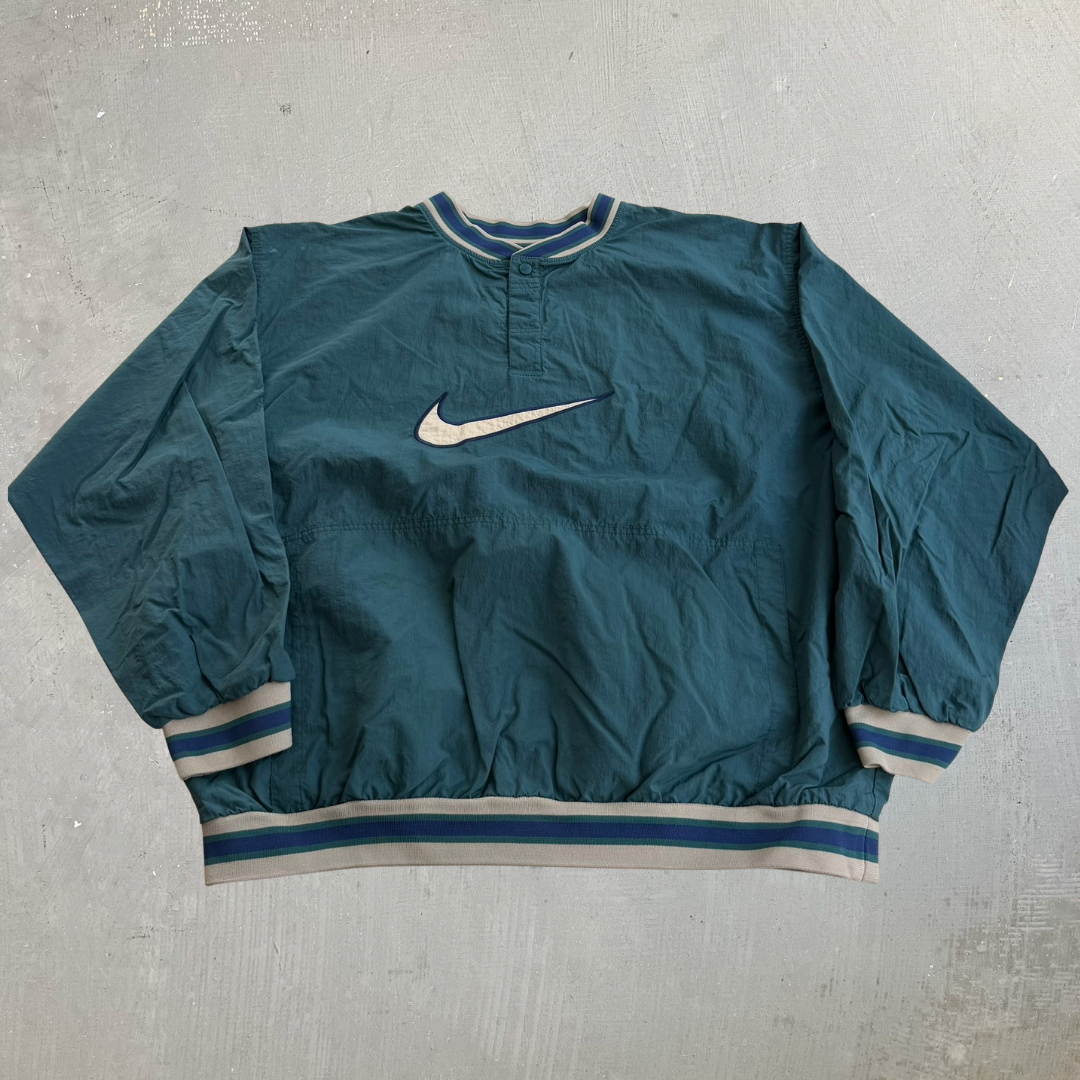 J- Vintage '96 Nike Embroidered Center Swoosh Lightweight Pullover Anorak Jacket - 2XL