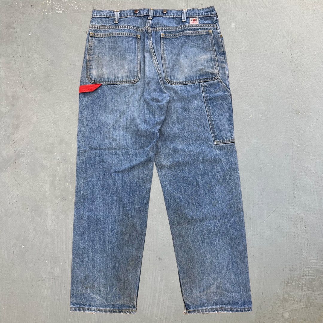 J- Vintage 80s GWG Made In Canada Union Made Red Strap Workwear Carpenter Jeans - 38x30