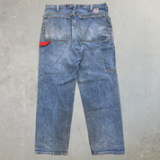 J- Vintage 80s GWG Made In Canada Union Made Red Strap Workwear Carpenter Jeans - 38x30