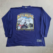 J- Vintage '99 59th Annual Sturgis Black Hills Motorcycle Rally Picture Graphic Long Sleeve Tee - XL