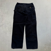 Vintage Carhartt Made In USA Black Double Knee Canvas Workwear Pants - 36x34
