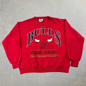 J- Vintage Chicago Bulls NBA Text & Graphic Lee Made In USA Crewneck - M