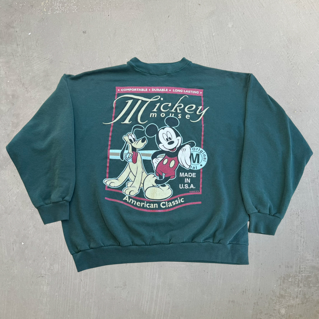 J- Vintage Disney Mickie Mouse American Classic Graphic Made In USA Crewneck - L