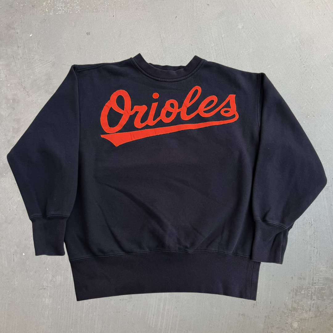 J- Vintage Baltimore Orioles MLB Embroidered Text Logo Crewneck - L
