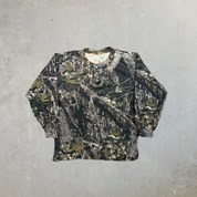 F- Vintage Trail Crest Real Tree Camo Henley Long Sleeve Tee