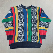 J- Vintage Sandro Pozzi Patterned Knit Sweater - XL