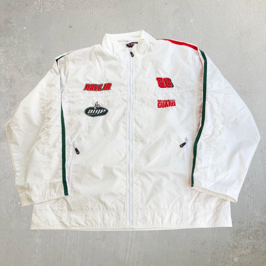 J- Vintage Nascar Dale Jr. Amp Energy National Guard Embroidered Logo Zip Up Lightweight Jacket - 3XL