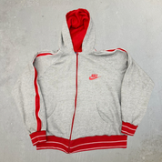 J- Vintage Nike Text & Logo Zip Up Hoodie - M