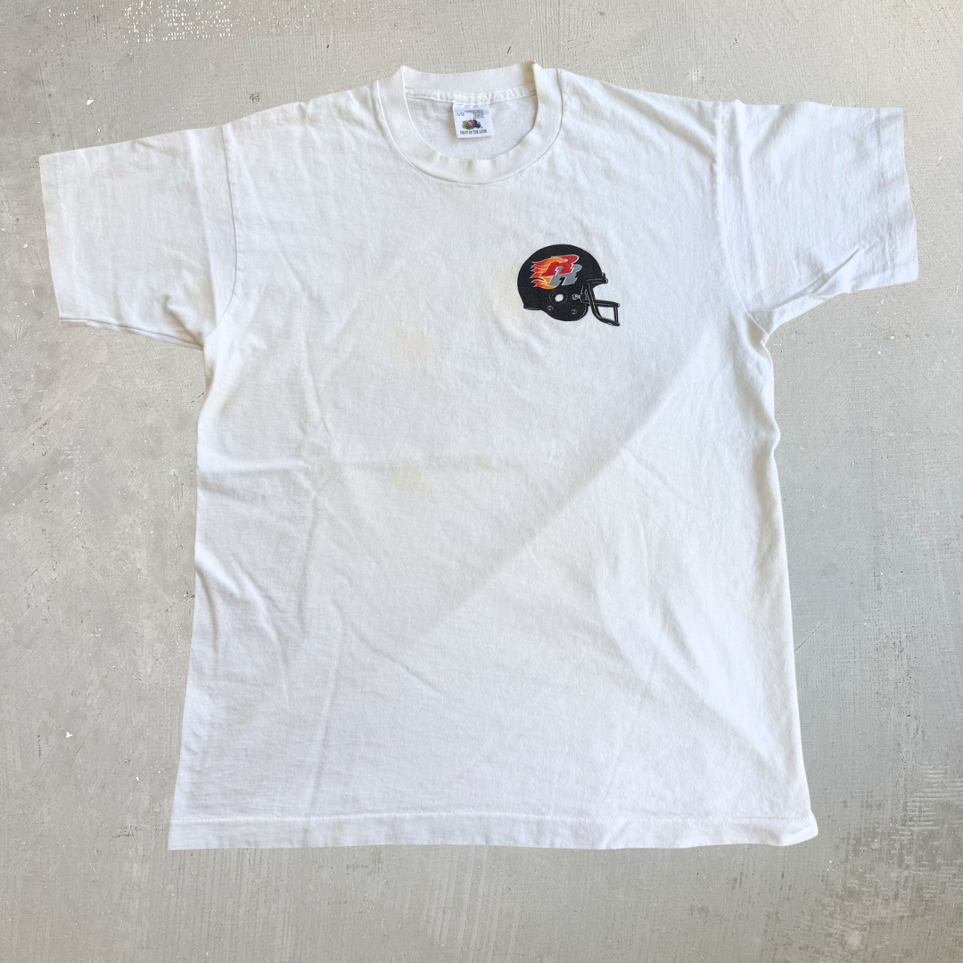 J- Vintage '93 Ottawa Rough Riders CFL Old Logo & Graphic Single Stitch Tee - L