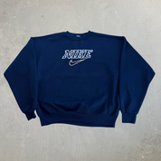 J- Vintage 90s Nike Embroidered Swoosh & Text Crewneck - XL