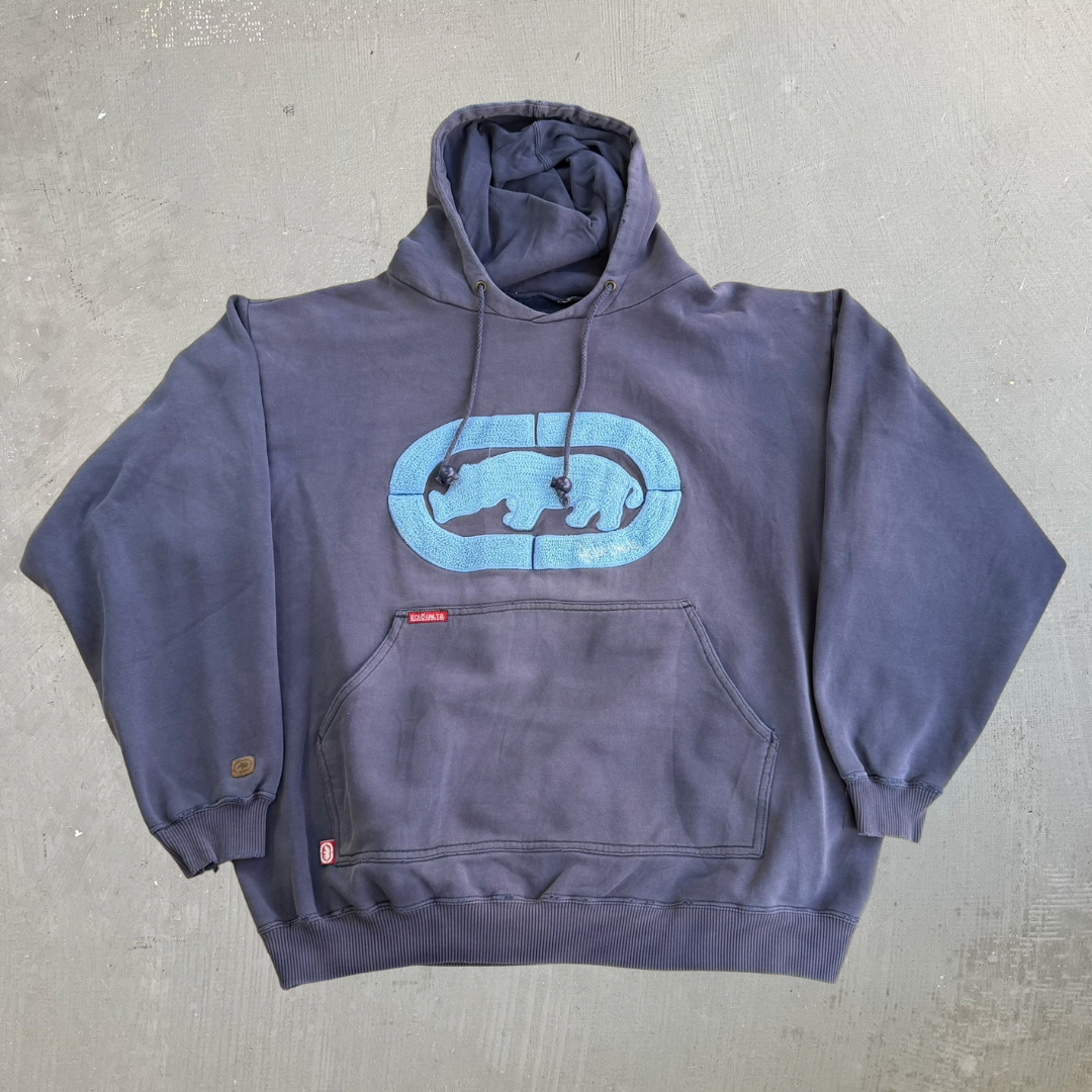 Vintage '00 Ecko Unlimited Chenille Embroidered Logo Hoodie - 2XL