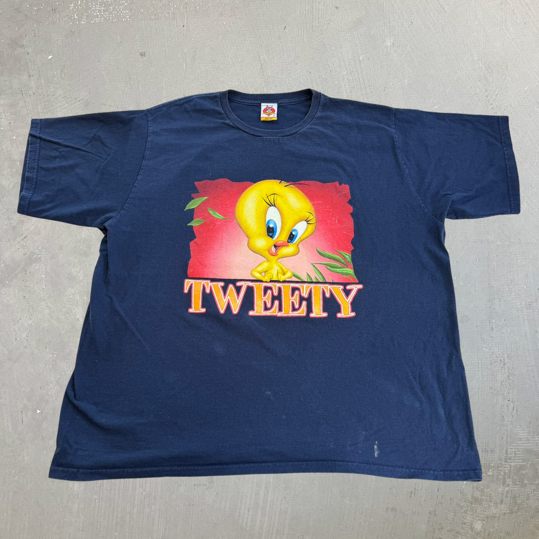 J- Vintage '99 Looney Tunes Tweety Bird Text & Graphic Tee - Women XL