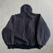 J- Vintage Walls Workwear Faded Black Canvas Hooded Work Jacket - XL