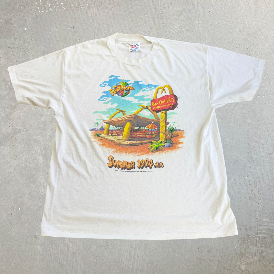 J- Vintage '94 McDonald's & The Flintstones Roc Donald Graphic Made In USA Single Stitch Tee - XL