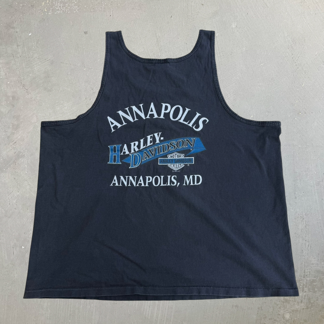 Vintage '95 Harley Davidson Annapolis Maryland Graphic Made In USA Tank Top - XL