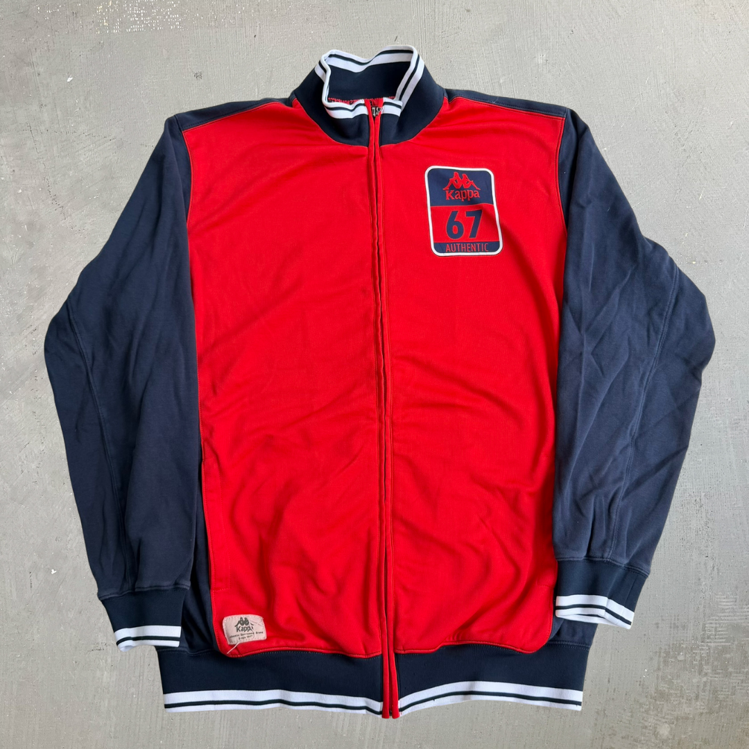 J- Vintage Kappa Authentic Text & Logo Zip Up Track Jacket - 2XL
