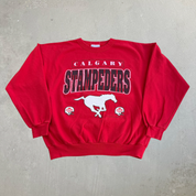 Vintage '93 Calgary Stampeders Doug Flutie CFL Text & Logo Made In Canada Crewneck - XL