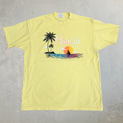 J- Vintage Hawaii Text & Graphic Made In USA Single Stitch Tee - XL