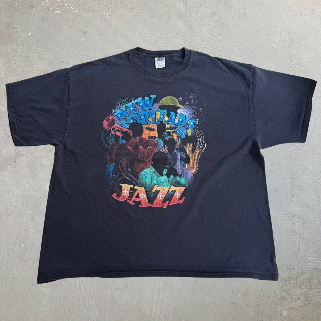 J- Vintage 90s New Orleans Jazz Graphic & Text Tee - 3XL