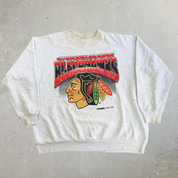 Vintage '94 Chicago Blackhawks NHL Logo Graphic Made In Canada Crewneck - XL