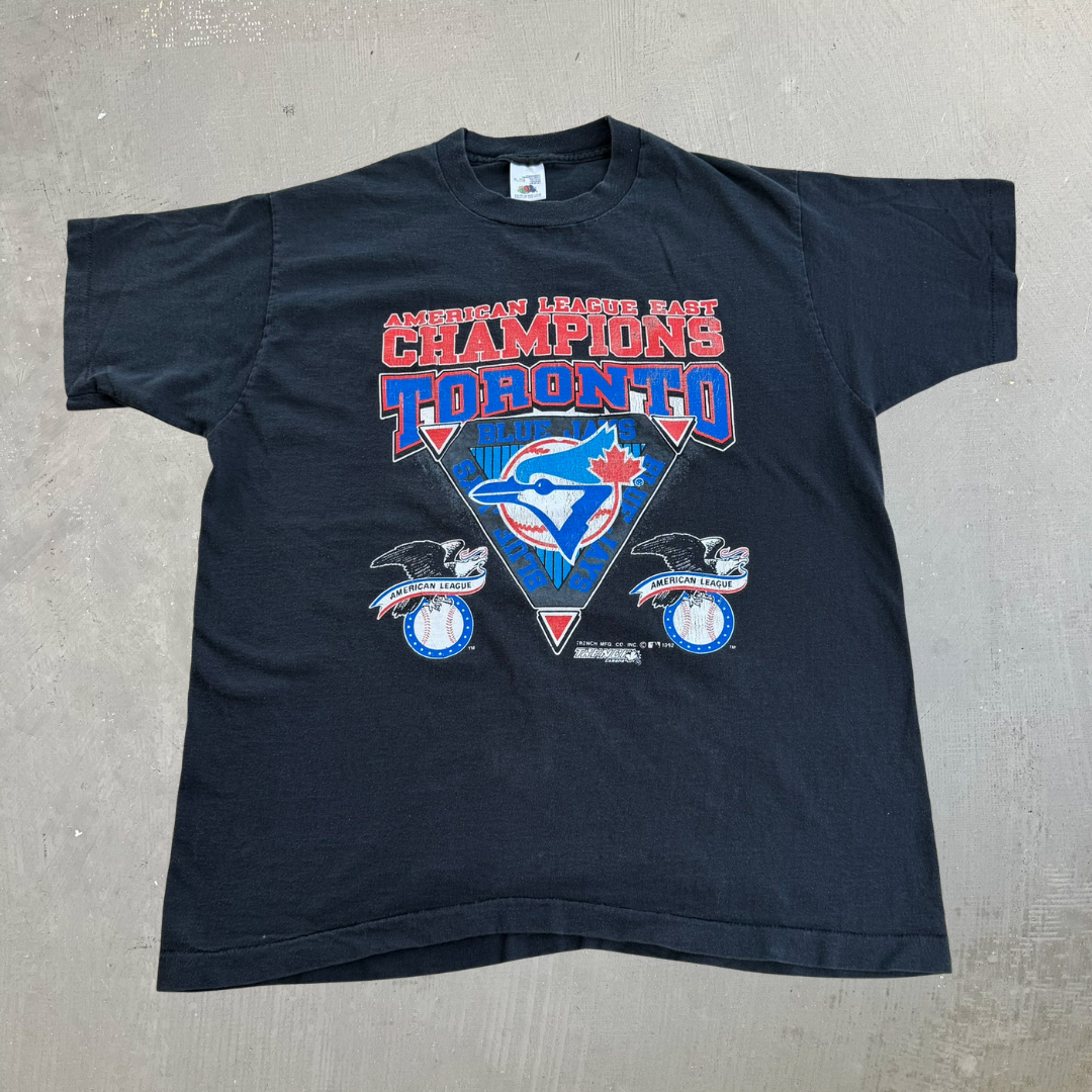 J- Vintage '92 Toronto Blue Jays MLB American League East Champions Graphic Single Stitch Tee - XL