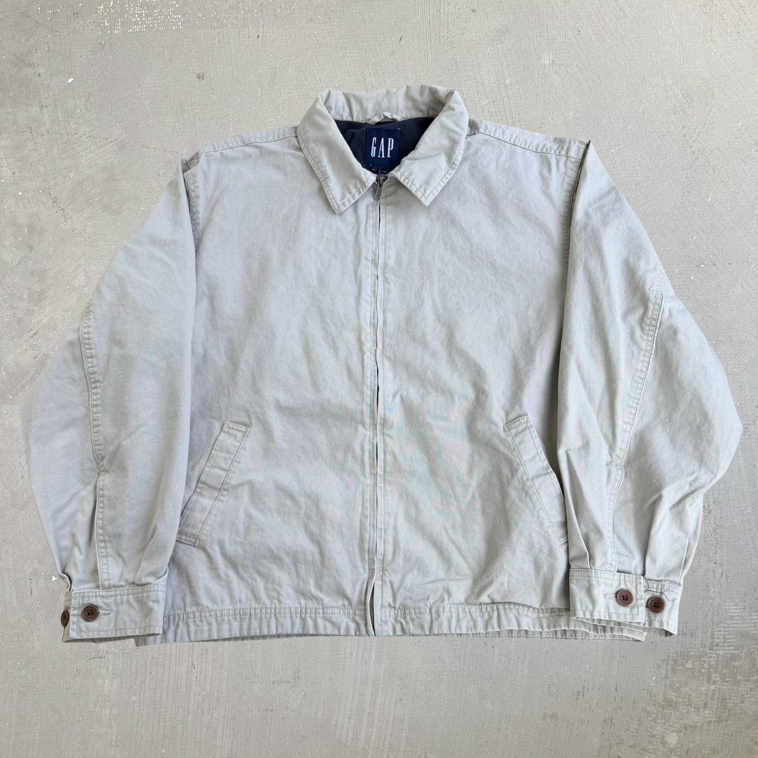 Vintage Gap Beige Zip Up Harrington Jacket - L