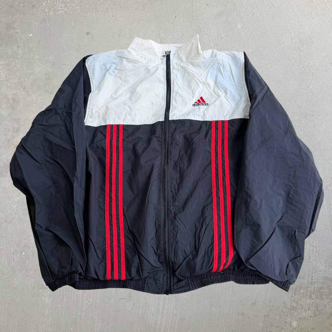 J- Vintage Adidas Embroidered Logo Zip Up Lightweight Jacket - XL