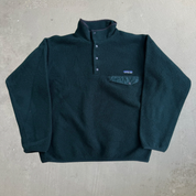 Vintage 90s Patagonia Synchilla Snap-T Pullover Forest Green Polar Fleece - M