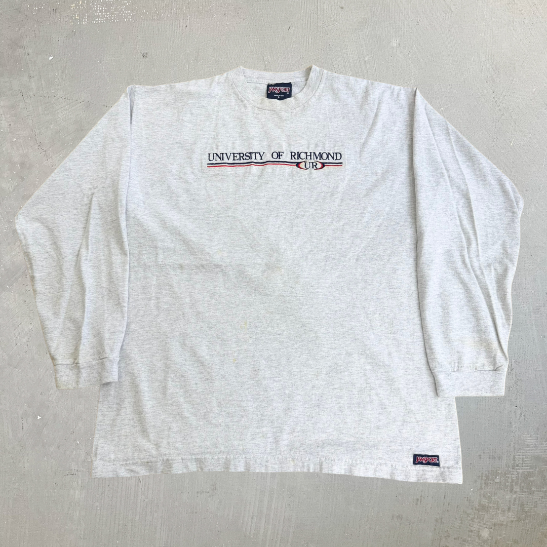 J- Vintage Jansport University Of Richmond Embroidered Text Made In USA Long Sleeve Tee - L