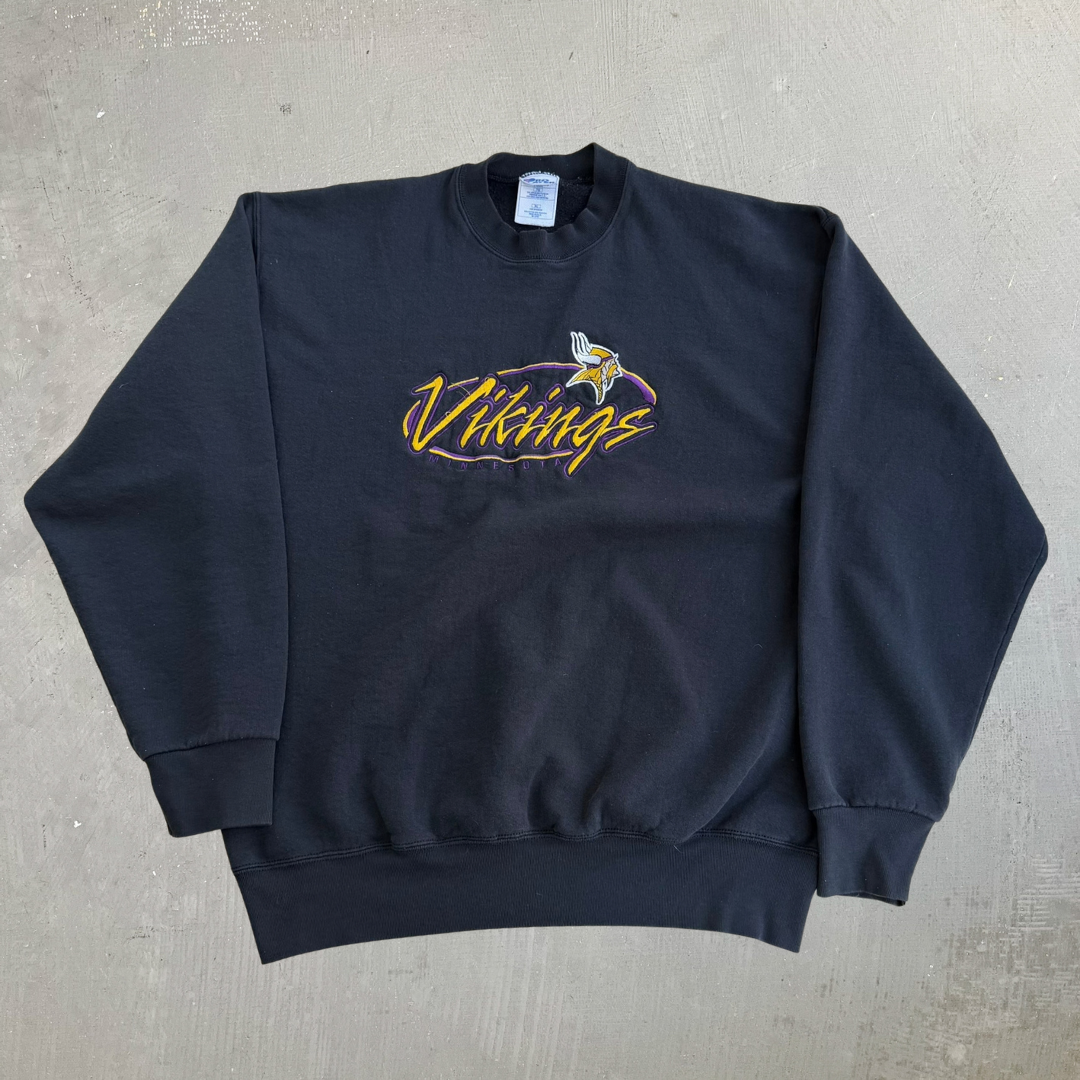 J- Vintage Minnesota Vikings NFL Pro Player Embroidered Logo Made In USA Crewneck - XL