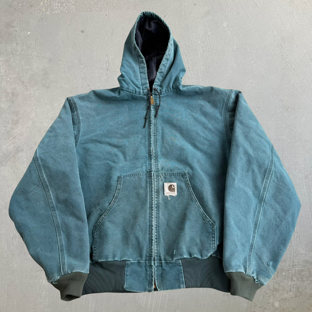 J- Vintage Carhartt Canvas Zip Up Hooded Work Jacket - XL