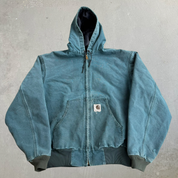 J- Vintage Carhartt Canvas Zip Up Hooded Work Jacket - XL