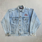 Vintage '96 Forrest Gump Bubba Gump Shrimp Co. Embroidered Logo Denim Jacket - L